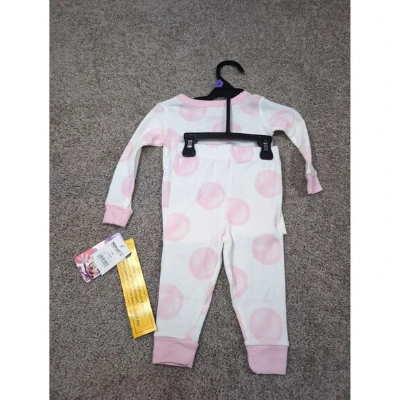 Disney Minnie Mouse Pajamas Toddler Girls White Pink Polka Dot Sleepwear Set - Picture 5 of 5